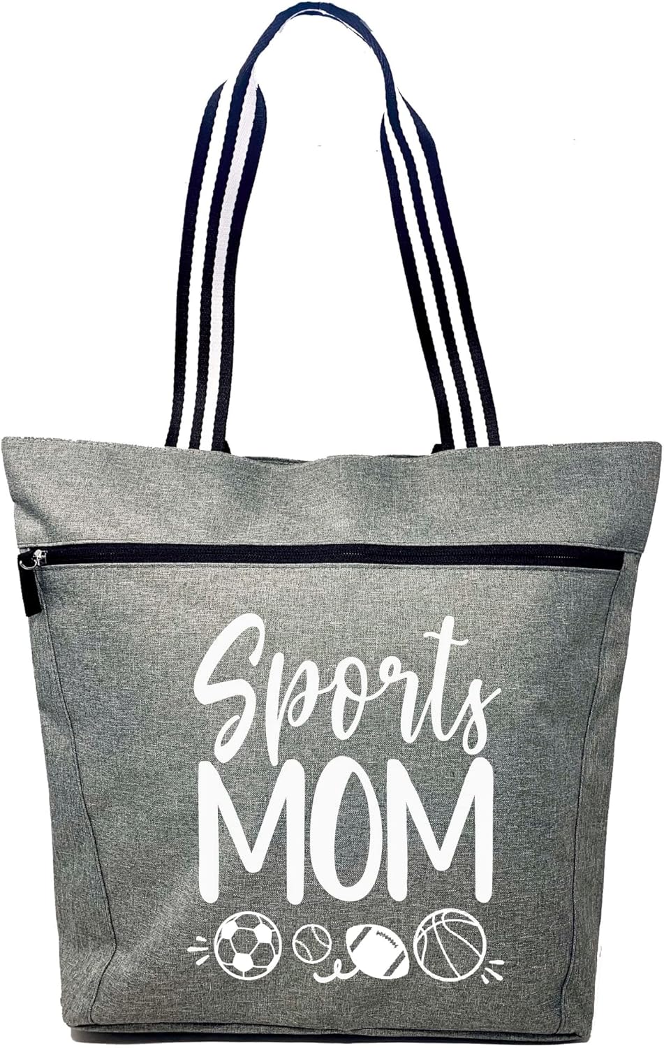 Brooke & Jess Designs Sports Mom Large Zippered Tote Bag with Pockets for Women