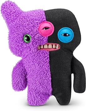 Fuggler Misfit Monsters 23 cm Series 1 by Zuru, Funny Ugly Monster Plush Toy Reeko & Annoyed Alien - Purple & Black