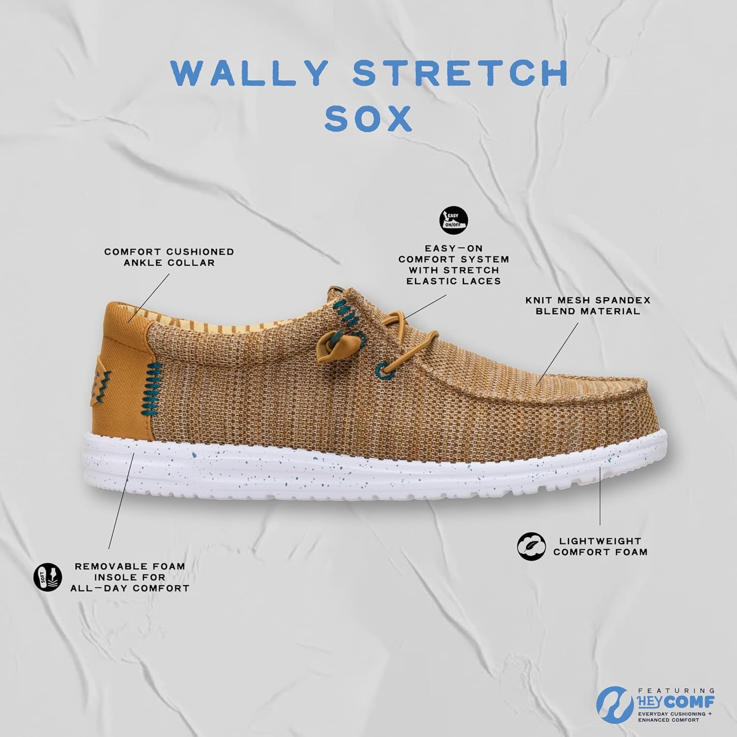 HEYDUDE Men’s Wally Stretch Sox Slip-On Loafer, Lightweight, Breathable, with Flex & Fold Outsole - Image 4