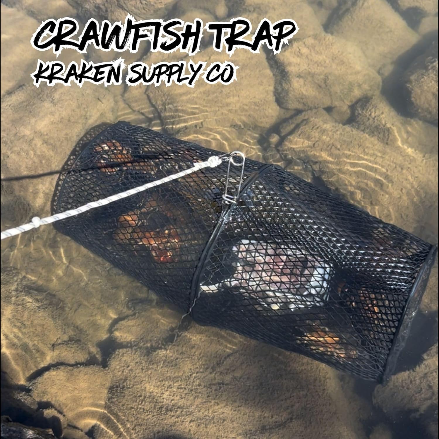 Crawfish Trap Crawdads Crayfish Trap Torpedo Heavy Duty Bait Steel Mesh Wire Black with Clip Two-Piece Durable (10 Pack)