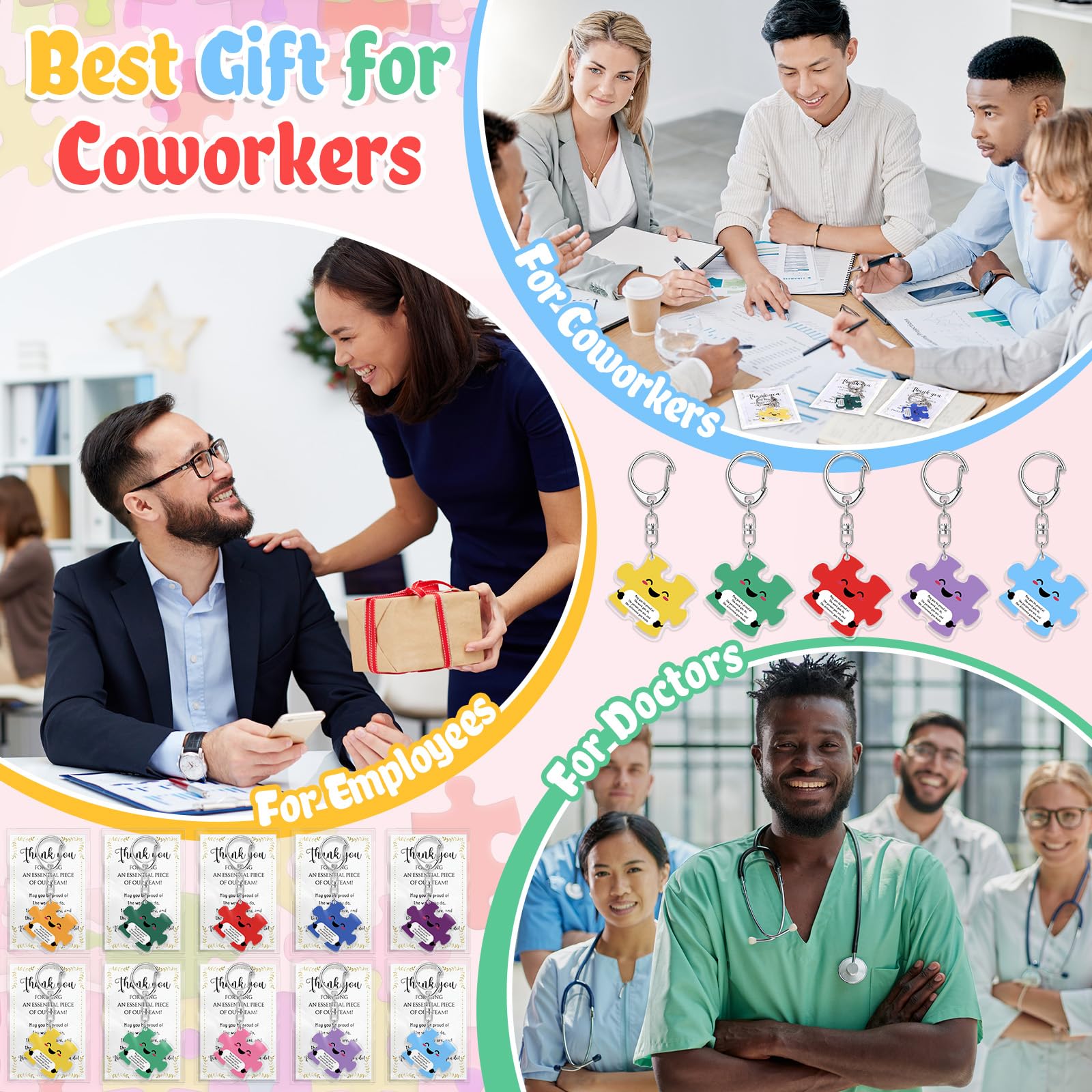 Geelin Bulk Team Puzzle Piece Portachiavi Housekeeping Settimana Apprezzamento Regali per Personale Dipendente Collega Governante Custode