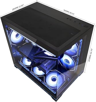 Ocean Park Black AI Gaming PC Gamer Desktop Computer, AMD Ryzen 7 9800X3D 8-Core 4.7GHz, RTX 5060 8GB, 16GB DDR5 6000MHz RAM, 1TB PCIe SSD, 850W PSU, 360mm AIO & APP RGB Fan Control, Windows 11