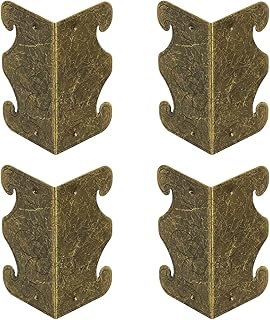 uxcell 4 Pcs Baseboard Corner Protectors, Decorative Vintage Metal Edge Cover Skirting Board Wall Corner Protector for Wood Furniture Table Cabinet Drawer, Bronze