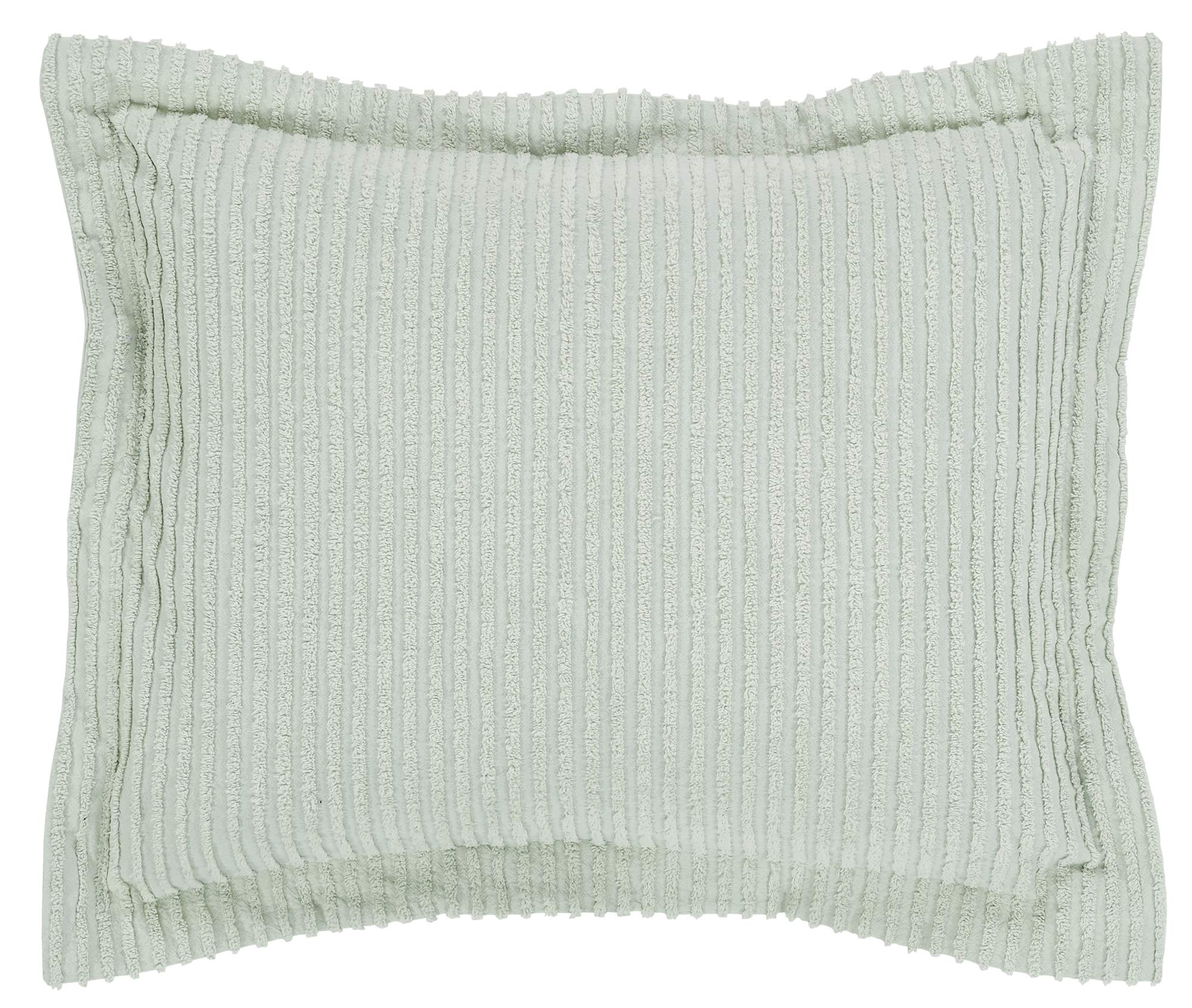 Better Trends Jullian Collection is Super Soft and Light Weight in Bold Stripes Design 100% Cotton Tufted Unique Luxurious Machine Washable Tumble Dry, Standard Sham, Sage