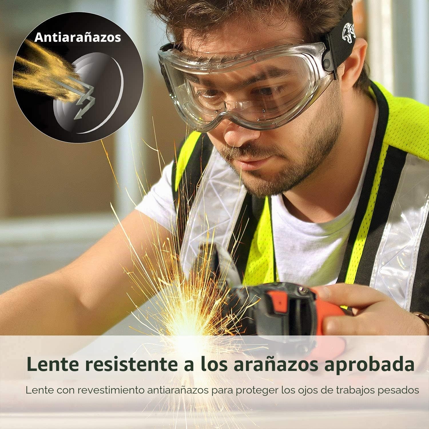 SAFEYEAR Laboratorio Gafas Protectoras de Seguridad de Obra gafas proteccion [Cinta ajustable] con Lentes Policarbonatos Protección contra Impacto Soldadura Laboral Graduadas Trabajo,Azul y verde