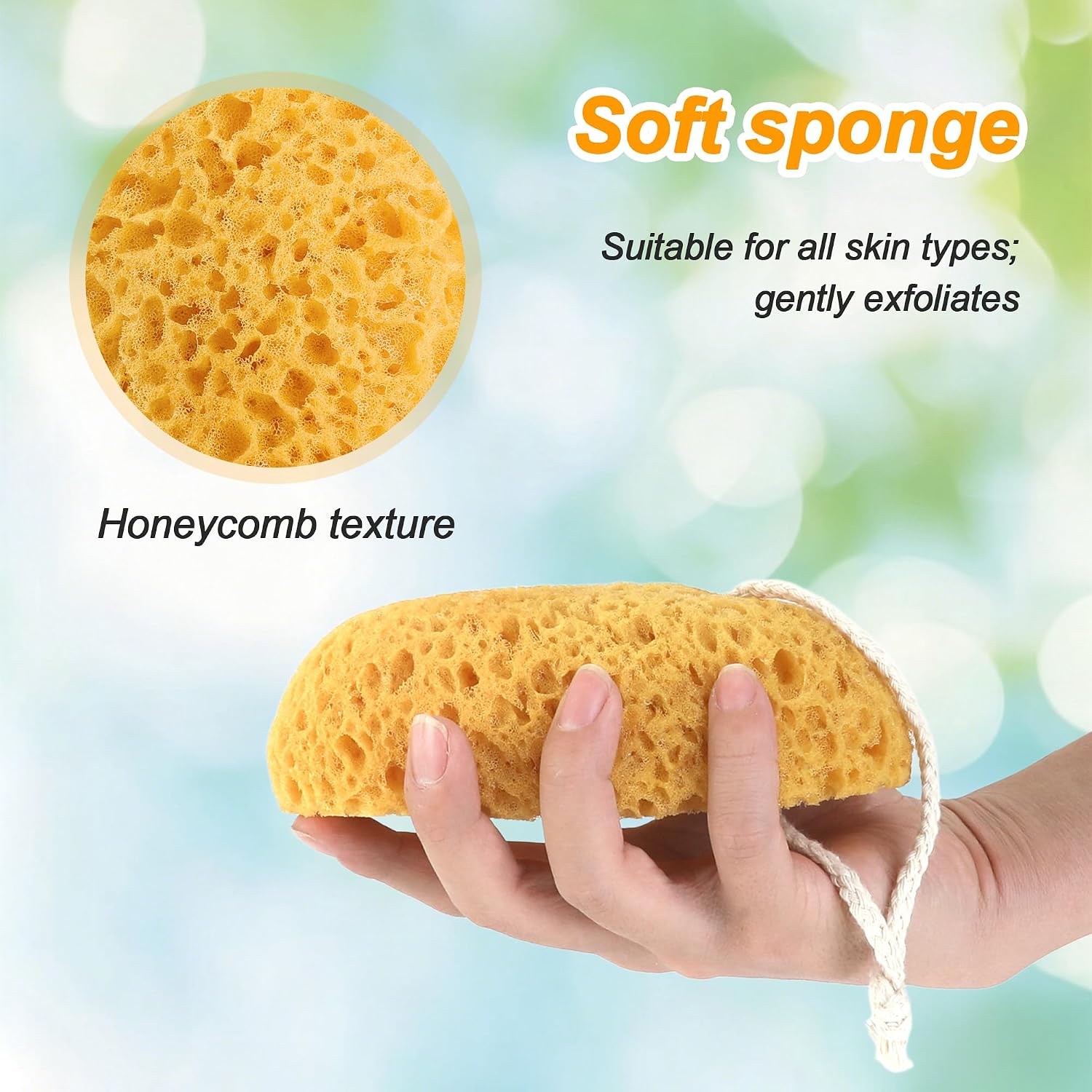 2 Pcs Bath Sponge, 6.1 Inch Durable Large Foam Loofah Face Puff