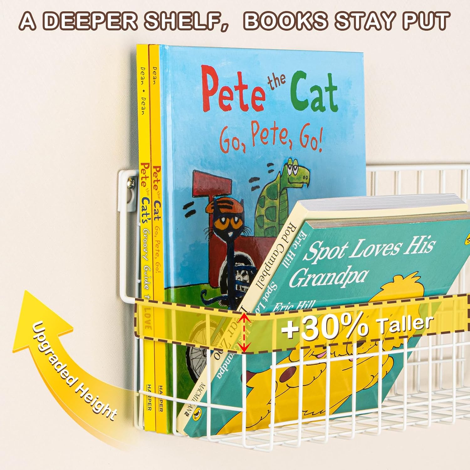 PUERSI 6-Pack Wall Mounted Bookshelf for Kids Rooms, Metal Nursery Shelves for Wall, Floating Book Shelves for Baby Boys Girls Bedroom Decor and Storage, White