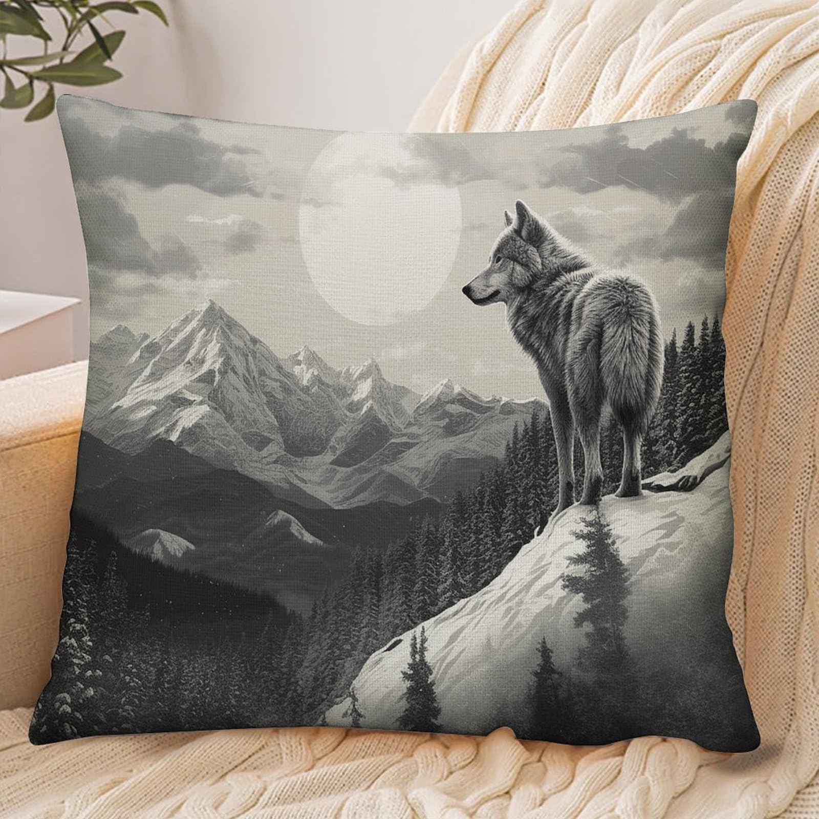 Fekiloot Style Snow Mountain Lone Wolf Pillowcase Pillow Sham Pillow Case