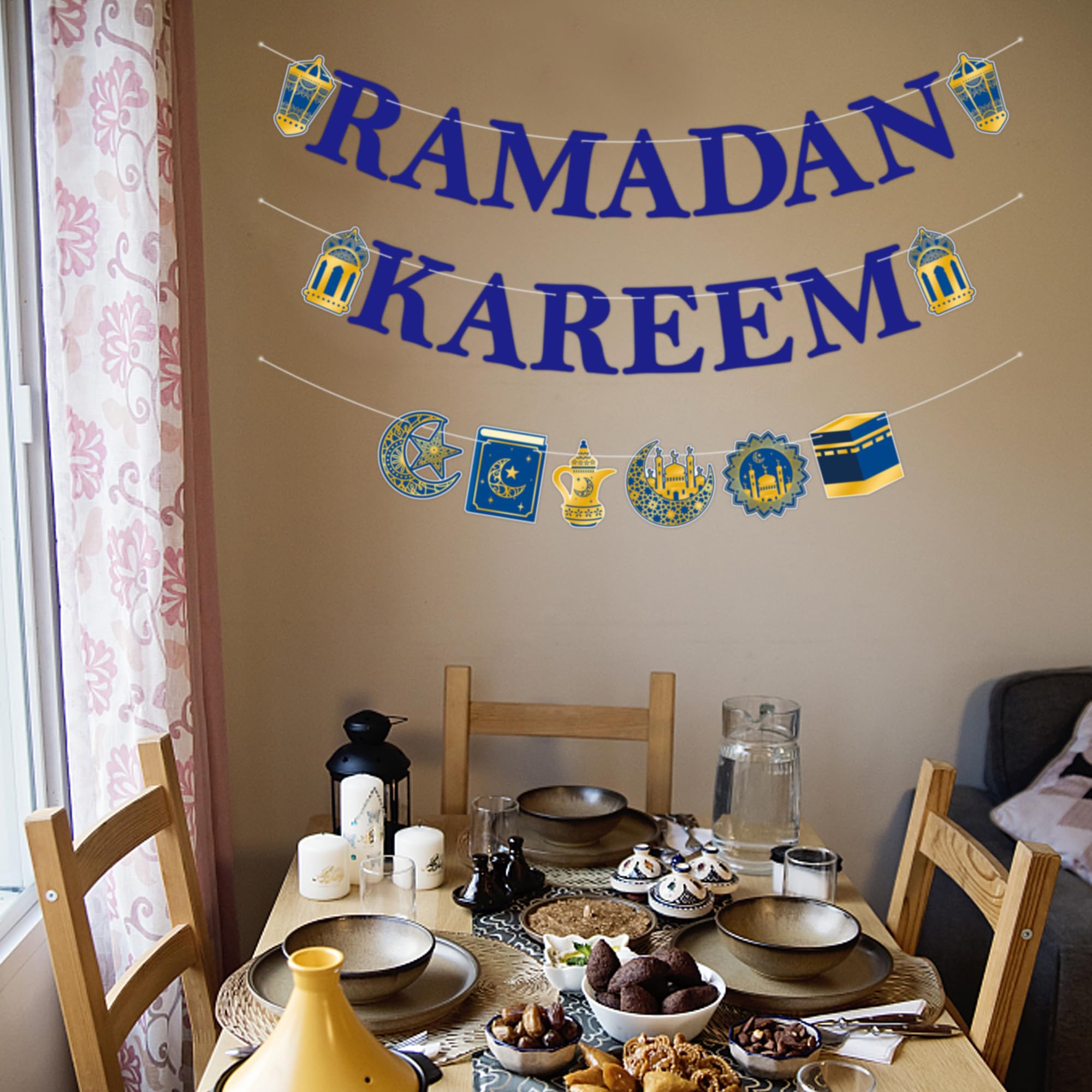 Ramadan Mubarak Flag Banner - Party Decorations & Favors For Ramadan Celebration & Festive Gatherings