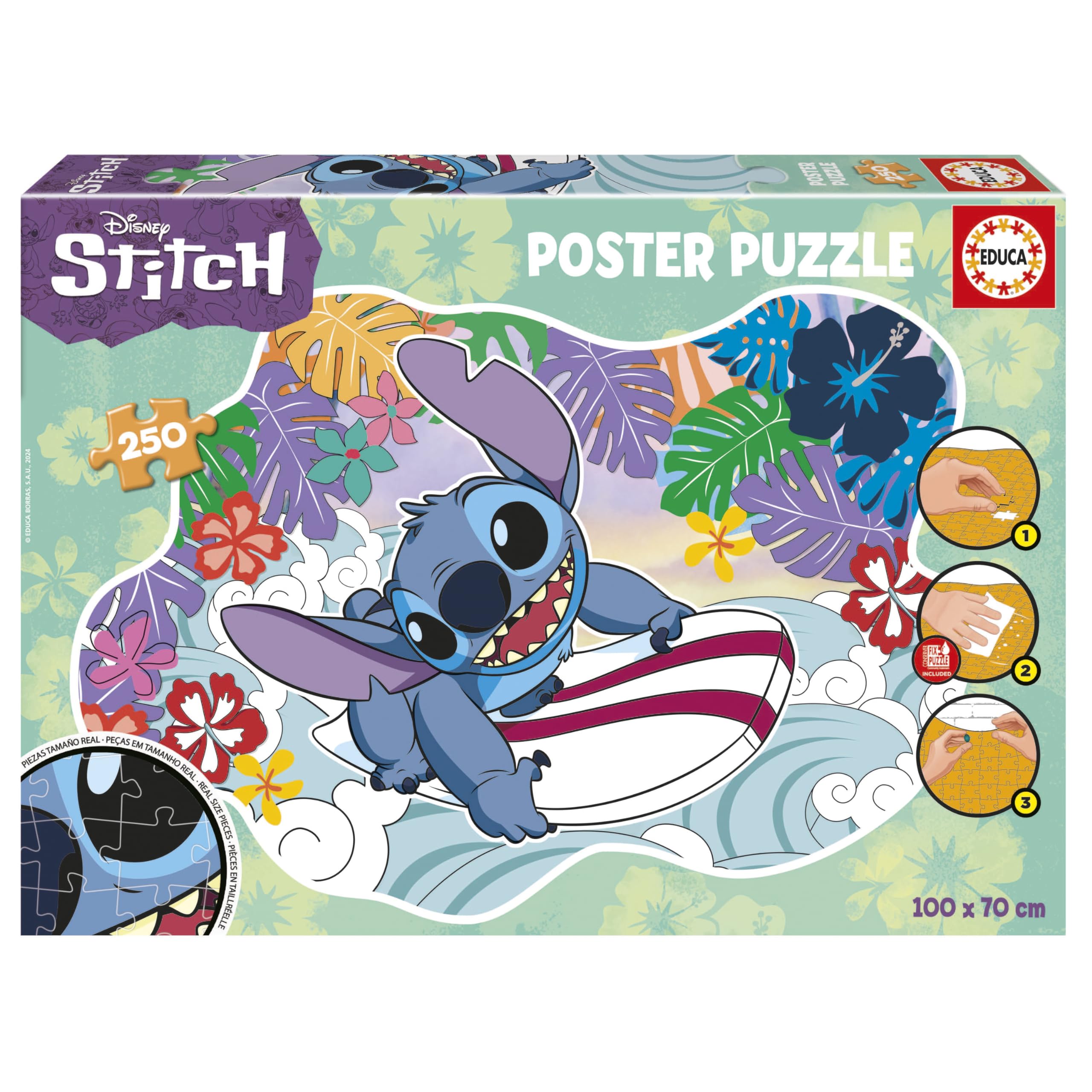 Educa - Kinderpuzzle Stitch Poster | 250 Teile Puzzle XXL | Lilo und Stitch, Disney Großformat | ab 8 Jahren (19963)