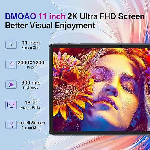 Miniatura 2 de Tablet Android 13 de 11 pulgadas de 16 GB+256 GB con expansión de 1 TB, octa-Core 2000 x 1200 2K FHD pantalla cámara de 13 MP, 8600 mAh, altavoces