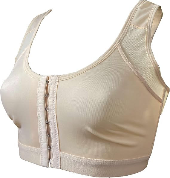 Women Post-Surgical Sports Support Bra Front Closure with Adjustable Straps Breast Augmentation Bras Compression Bra