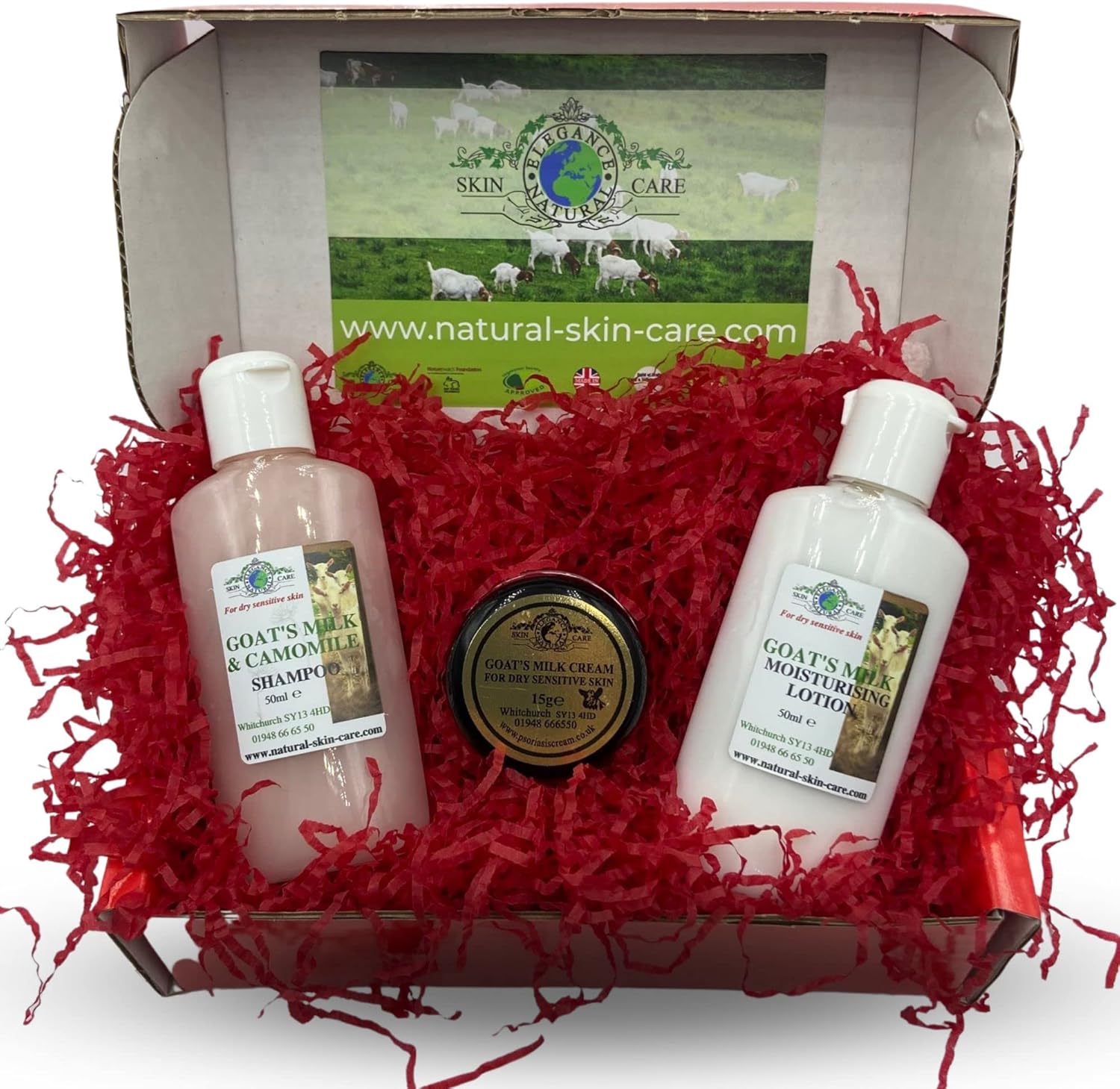 Goats Milk Red Gift Box Set by Elegance Natural Skin Care for dry