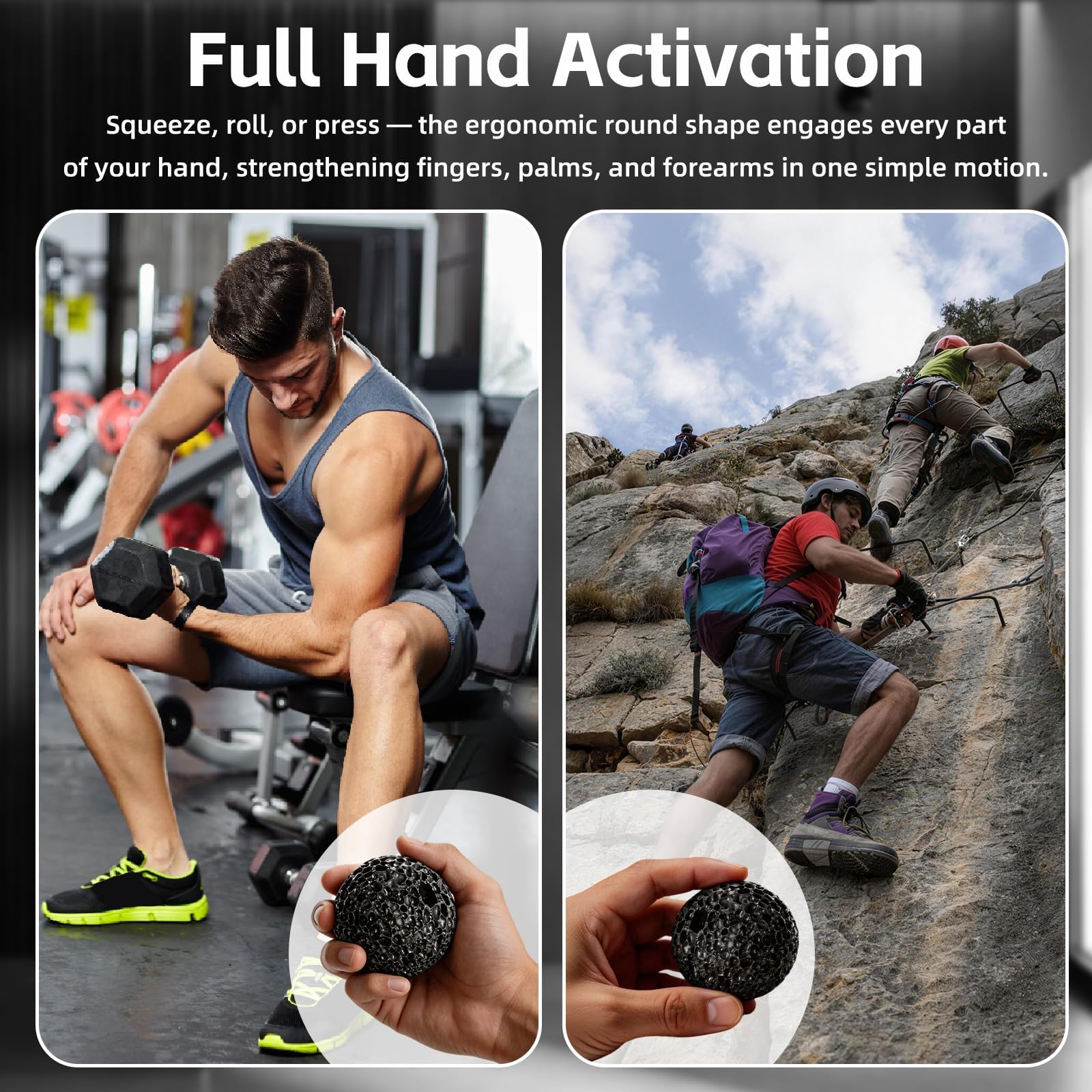 Palla di callo per rafforzare la mano con impugnatura lunare per calli, allenamento per condizionare la pelle, per forza di presa e anti-sudore, per palestra, fitness, sollevamento pesi, arrampicata