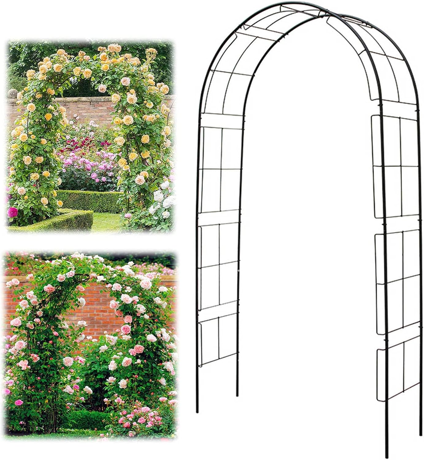 Rose Garden Wedding Garden Arbor for Climbing Plant, Bridal Party Decoration Pergola Arbor, Weather Resistant, Easy-to-Assemble, Metal, Trellis