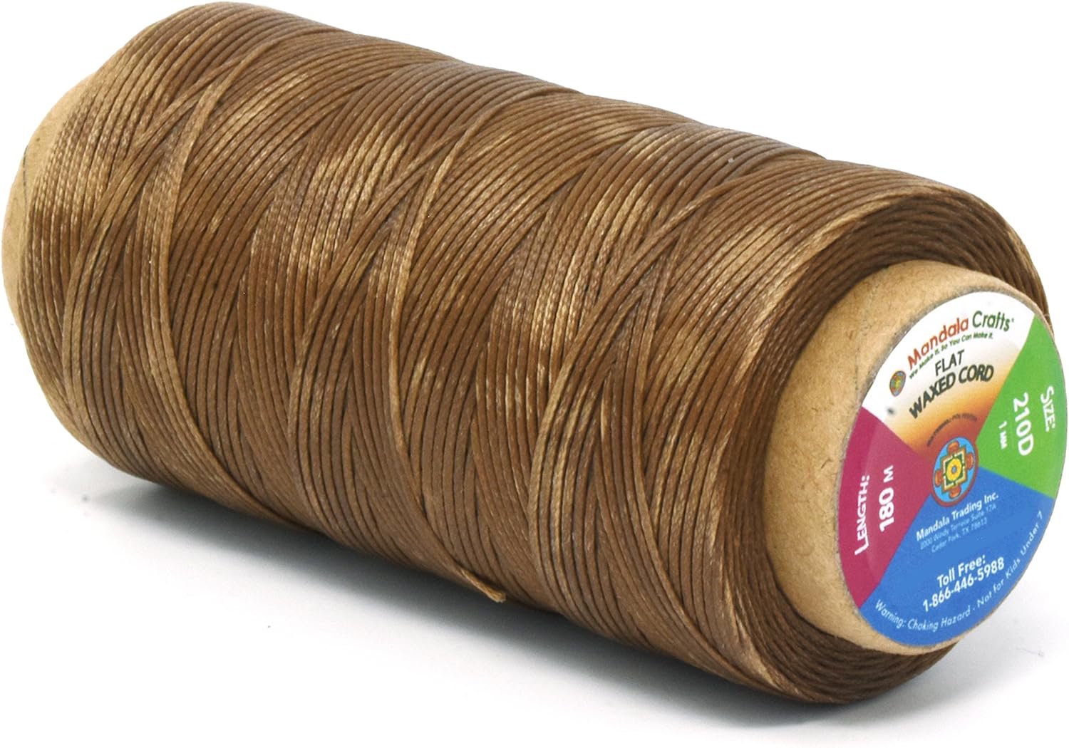 Mandala Crafts Tan Flat Waxed Thread for Leather Sewing Thread Polyester Waxed