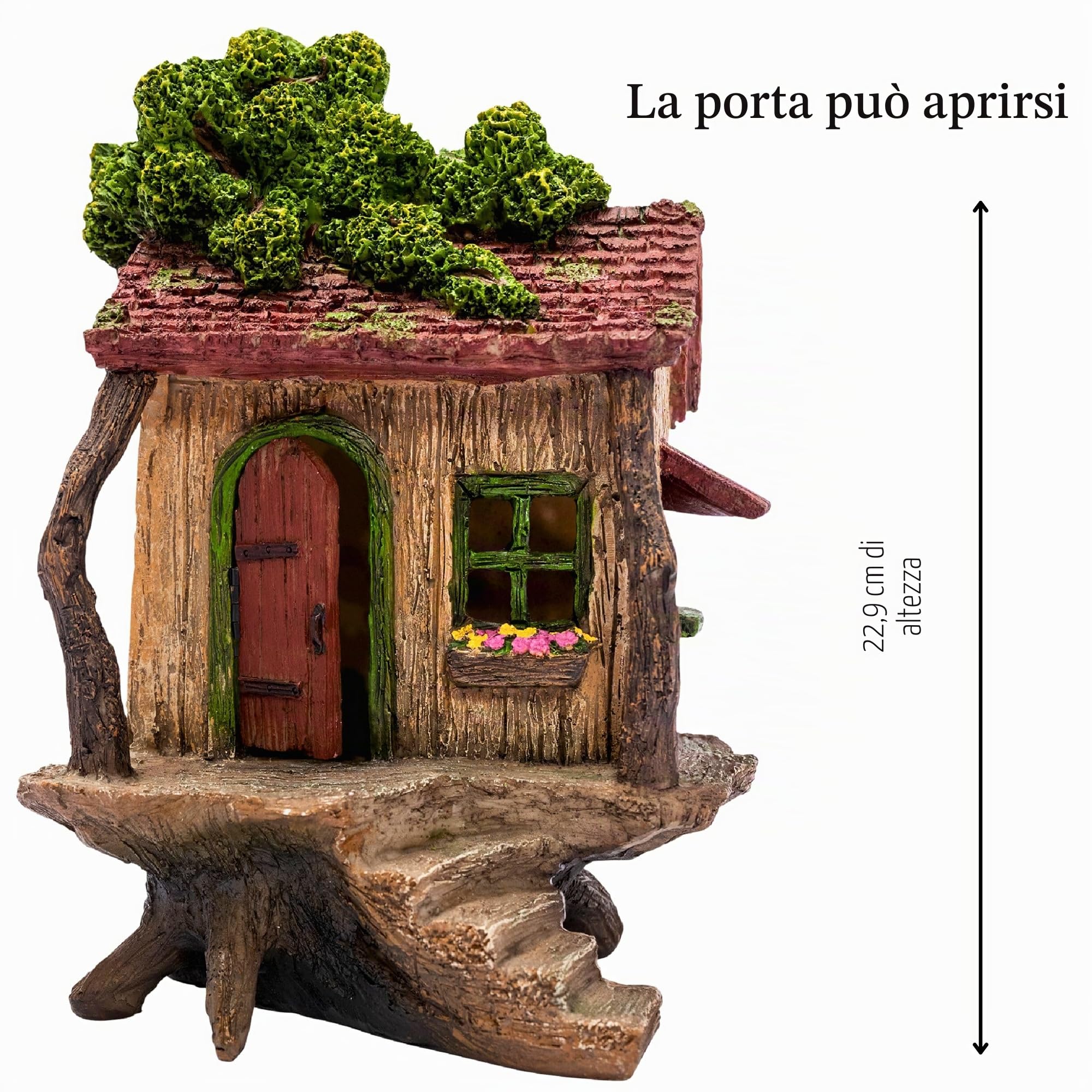 PRETMANNS Casa delle fate da giardino delle fate – Casa delle fate ornamento da giardino – Accessori da giardino fatato per giardini fatati – Grande casa sull'albero delle fate per giardino – La porta