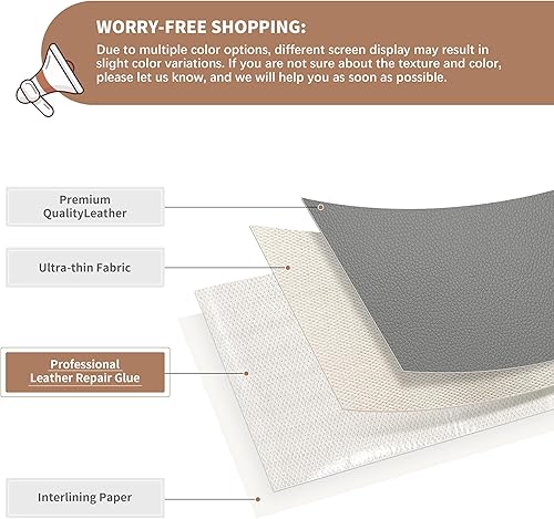 Miniatura 2 de ONine - Parche para reparación de cuero, autoadhesivo, diferentes colores, de 8 x 11 pulgadas para desprender y pegar, sofás, asientos de automóvil,