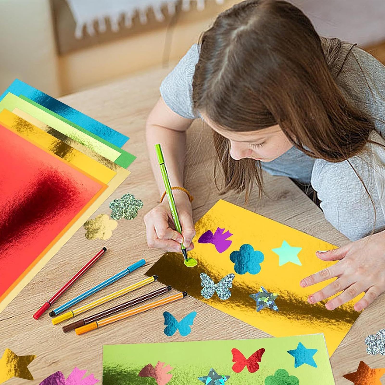 Papier Cartonné Brillant Épais avec Paillettes Colorées