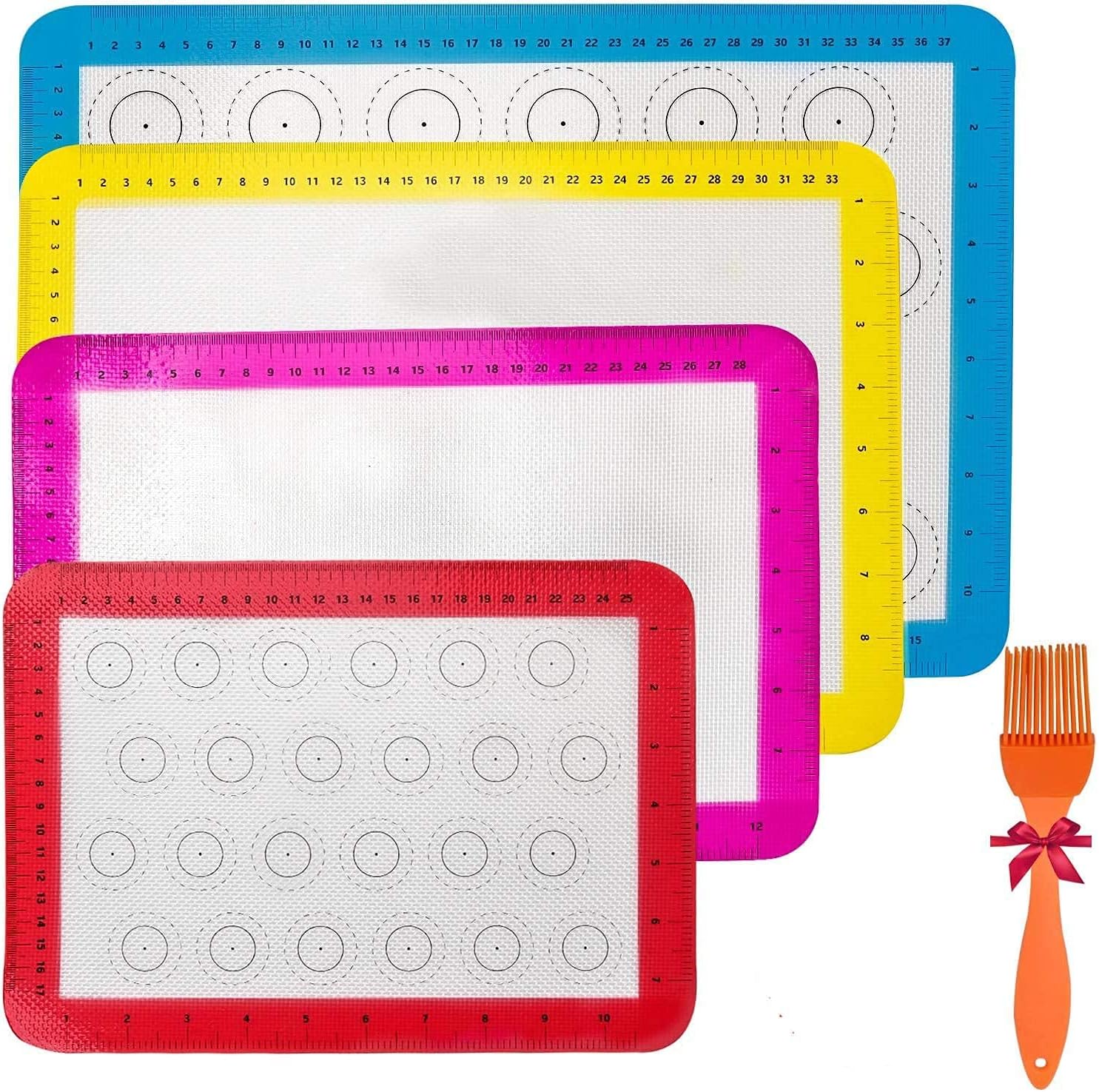 4pieces Silicone Baking Mats, Non-Slip Washable Reusable Baking Tray, Heat-Resistant Cooking Bakeware Mat, BPA Fre (1)