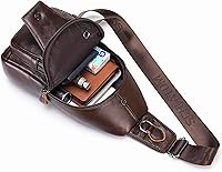 Vista 164 de LUKZIJAES Bolso bandolera de cuero genuino para hombre marrón (#1-Brown)