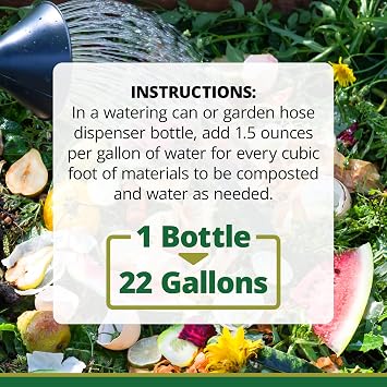 Compost Accelerator (1 Bottle 22 Gallons), Reduce Odors, Liquid Compost Starter Concentrate, Reduce Composting Time, USDA Organic, 1 Quart (32 fl oz)