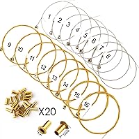 Vista 2 de Lyre Harp - Juego de 16 cuerdas de metal de repuesto con 20 remaches huecos de latón dorado