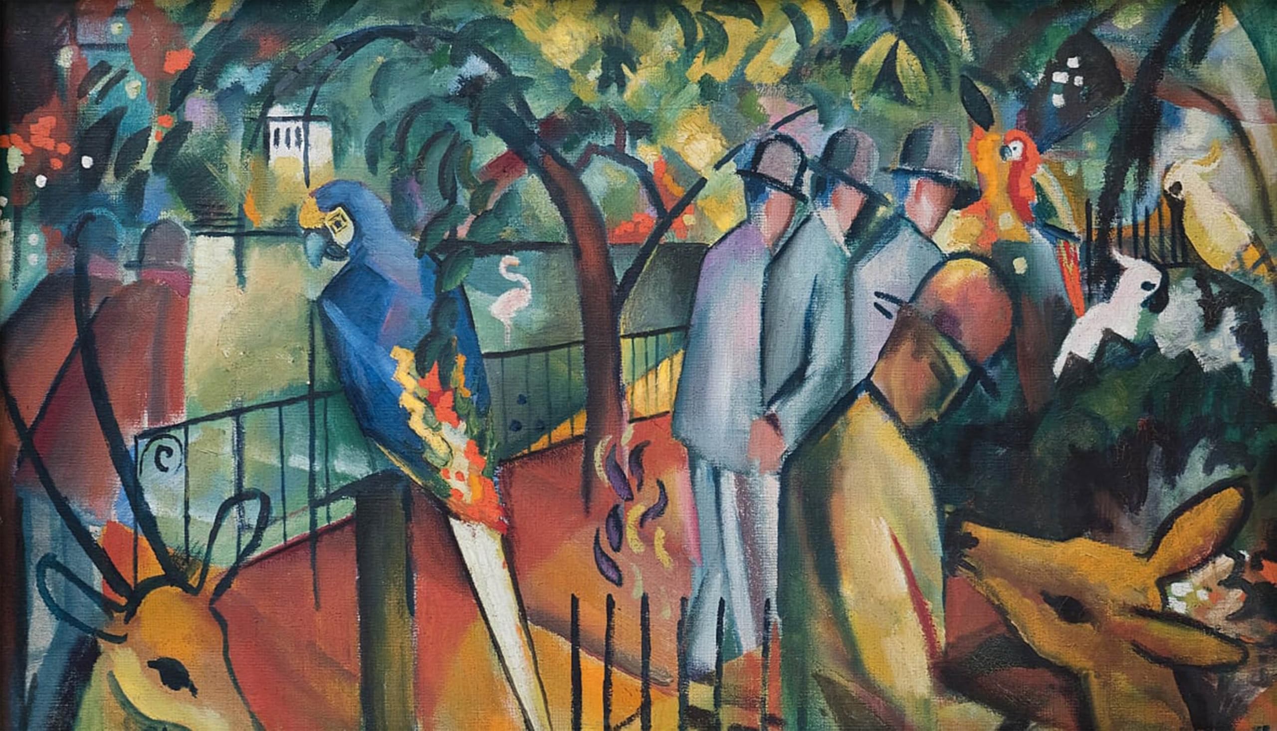 SERENDIPITP Abstract Painting Mural Print Picture Wall Decor Painting Zoologischer Garten by August Macke Vintage Wall Artwork for Home Decor 60x90cm