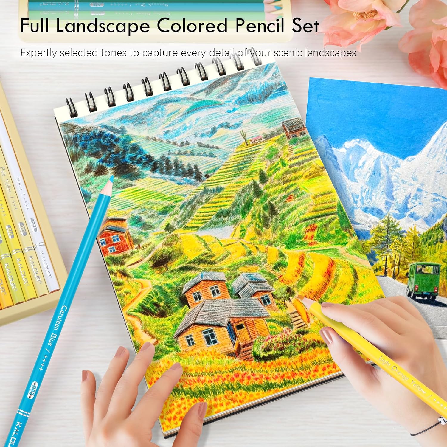 KALOUR PDAS 36-piece Yellow Landscape Colored Pencil Set, Pre-sharpened Wooden Colored Pencils for Adults Artists Beginners Coloring Books Drawing & Sketching image 2