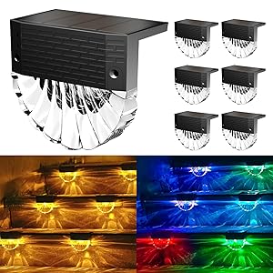 FIFlying Luces Solares Led Exterior Jardin, 6 Piezas Luz Solar Exterior, IP65 Impermeable Focos Led Solares, 3 Modelos Luz Solar Jardin, Auto ON/OFF Luces Solares para Valla Patio Escaleras Escalones