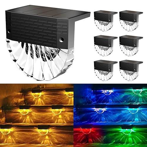 FIFlying Luces Solares Led Exterior Jardin, 6 Piezas Luz Solar Exterior, IP65 Impermeable Focos Led Solares, 3 Modelos Luz Solar Jardin, Auto ON/OFF Luces Solares para Valla Patio Escaleras Escalones - Chollo en Iluminación