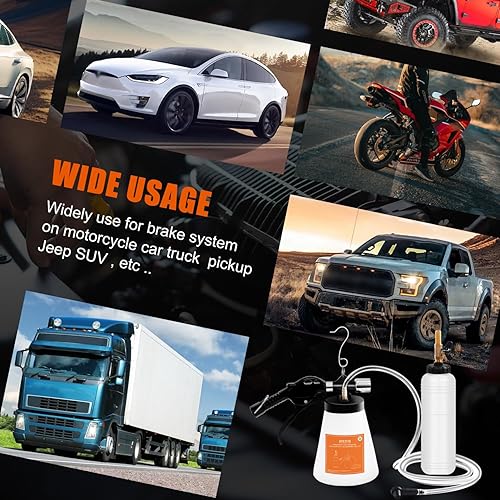 Miniatura 6 de JIFETOR Kit de herramientas neumáticas de purga de líquido de embrague y frenos al vacío, juego de cambio de aceite de freno de automóvil, camión,