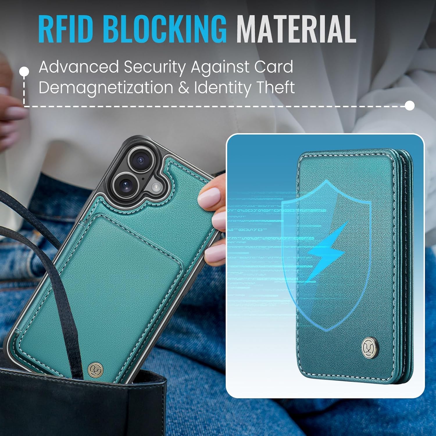 Wallet Case for iPhone 17 Compatible with MagSafe for Men Women, 2 in 1 Detachable Magnetic Phone Case with Card Holder Kickstand RFID Blocking for iPhone 17, 6.3 inch, Teal