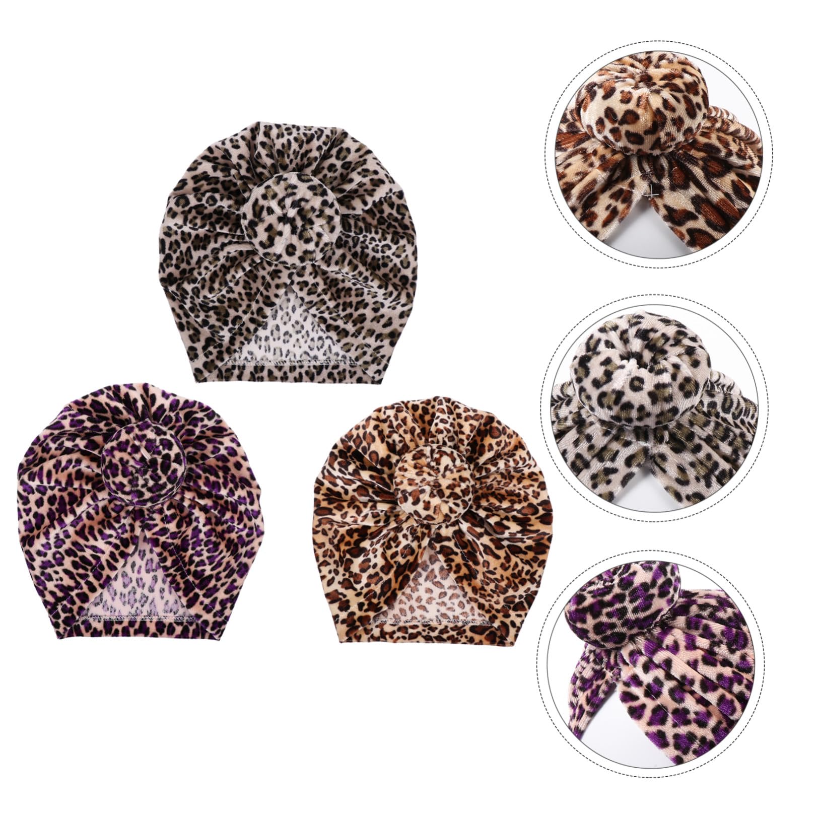 Neugeborenenmütze Wintermütze Wintermütze Kopfschmuck -Turban-mütze Hüte Für -Ohr-Hut -turbanmütze Baumwolle Leopard