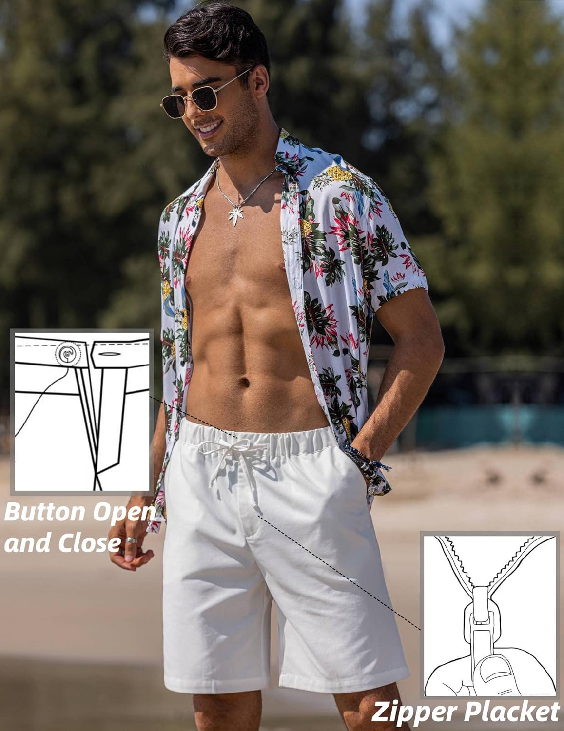 COOFANDY Men's Linen Shorts Casual Elastic Waist Drawstring Short Summer Beach Vacation Shorts - Image 5