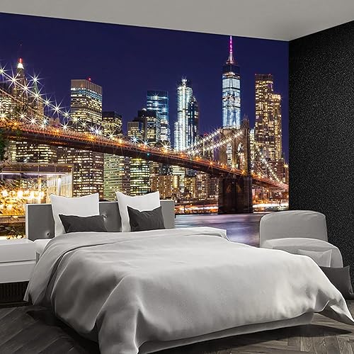 Miniatura 2 de Mural con vista a la ciudad del puente de Brooklyn, sofás de sala de estar, murales de pared extra grandes, papel tapiz de ciudades de Nueva York,