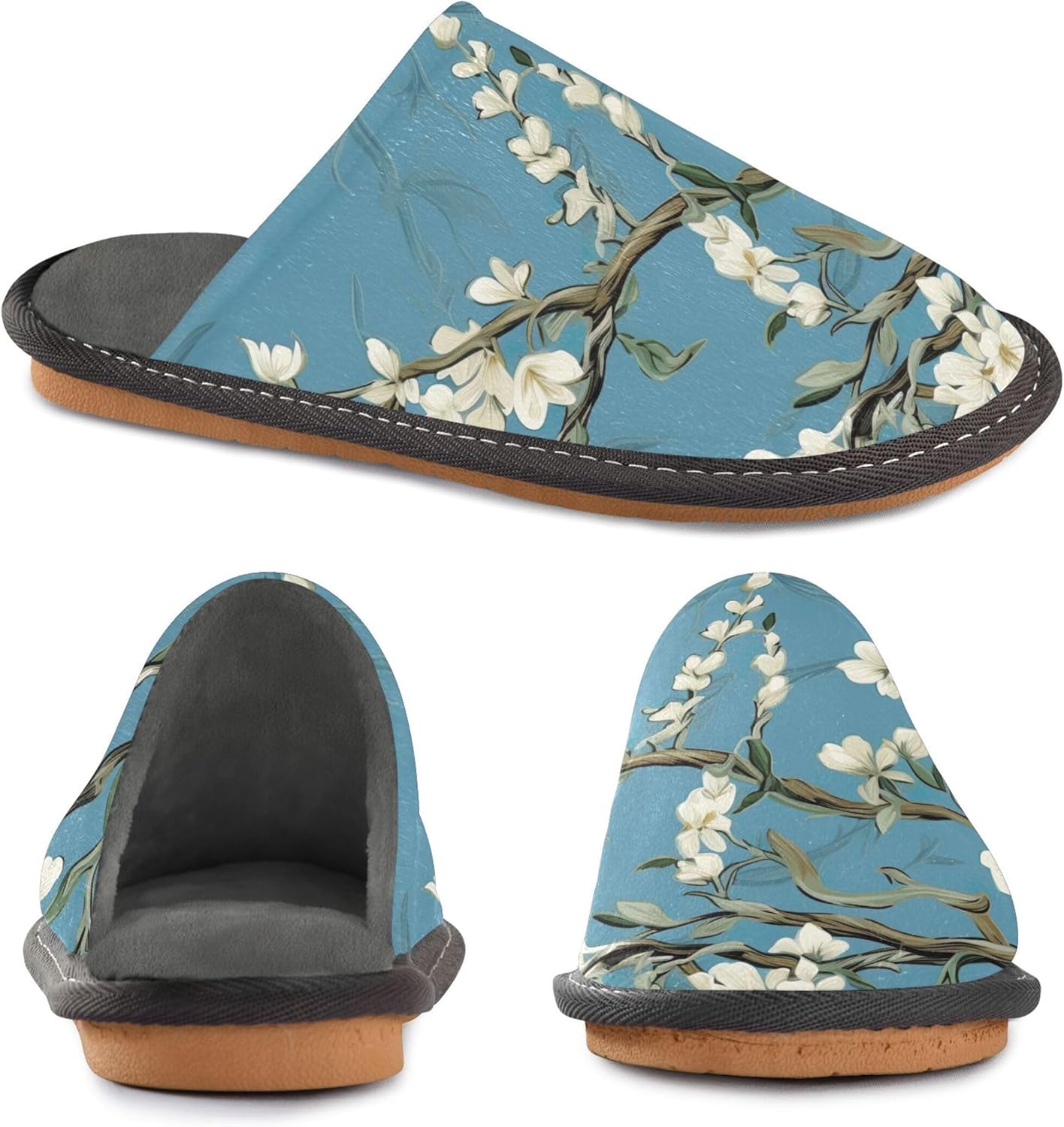 Boho Bohemian Flower House Slippers – Cozy Fuzzy Slippers for Guests, Washable & Disposable, Perfect for Shoeless Home, Spa & Hotel Use A111347