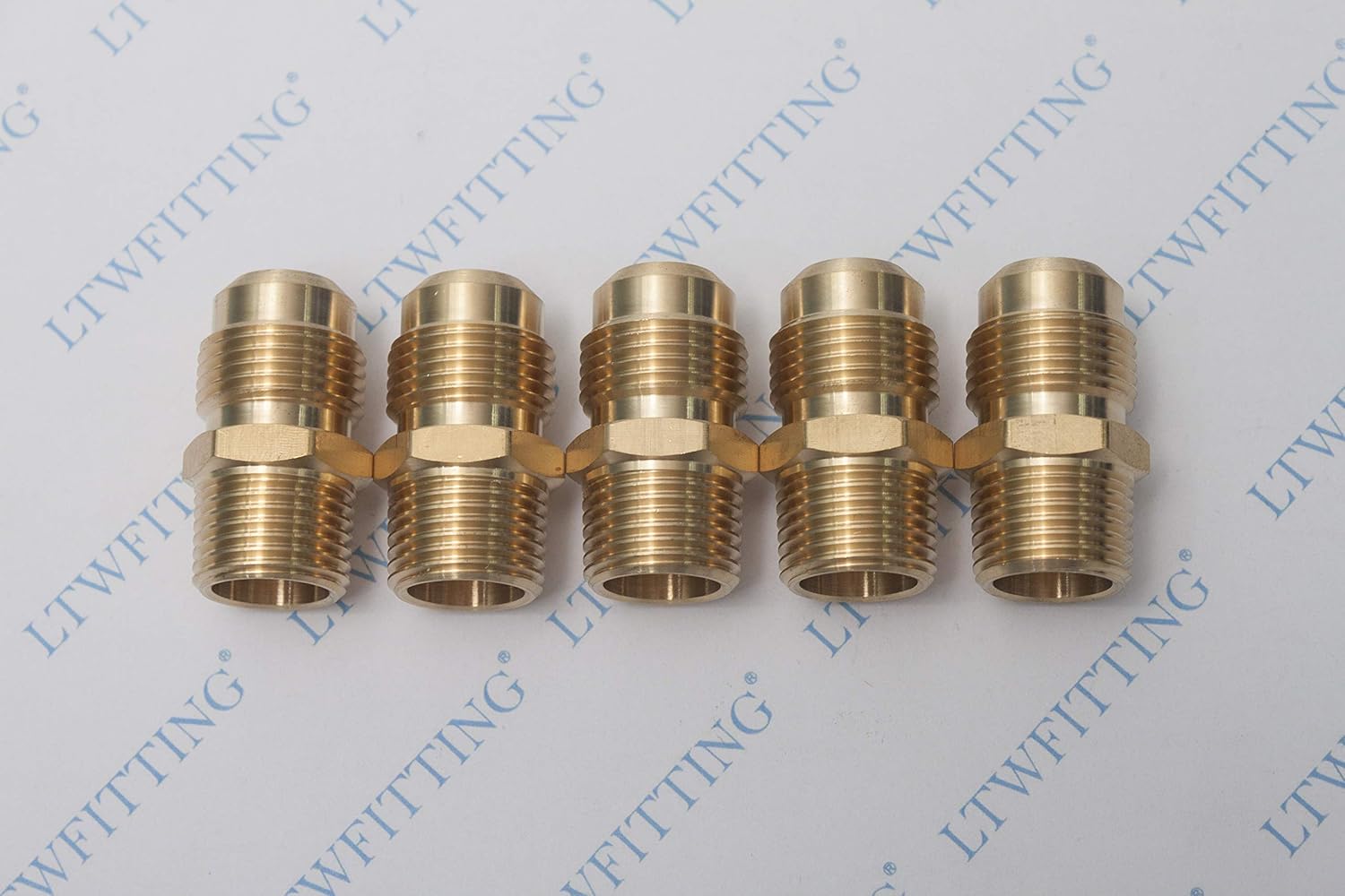 LTWFITTING Brass Flare 5/8" OD x 1/2" Male NPT Connector Tube Fitting (pack of 5)