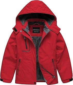 CREATMO US Girl's Waterproof Ski Jacket Warm Winter Snow Coat Windproof Snowboarding Rain Jacket