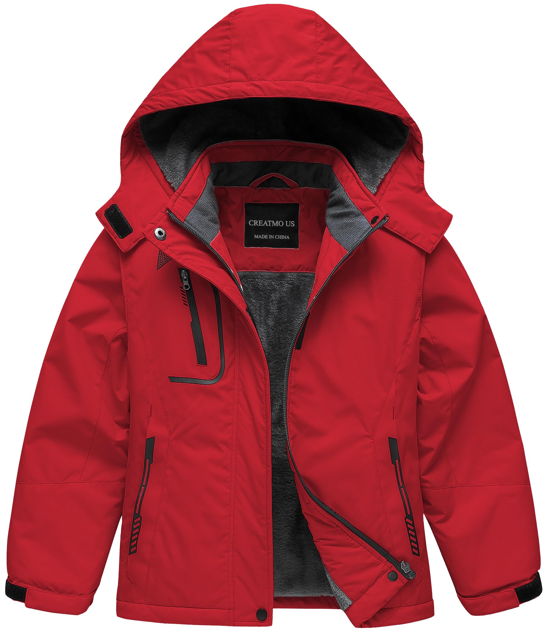 CREATMO US Girl's Waterproof Ski Jacket Warm Winter Snow Coat Windproof Snowboarding Rain Jacket