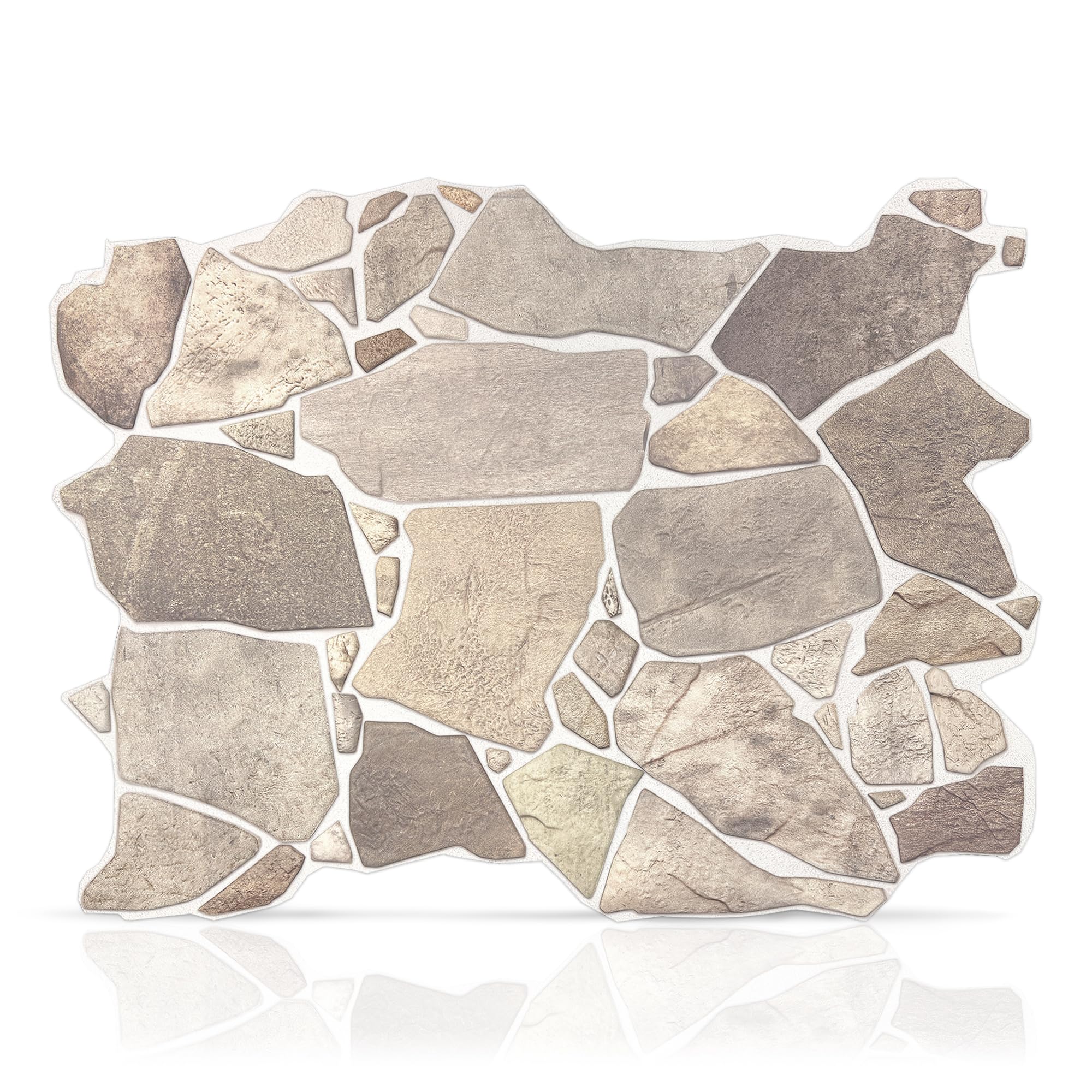 CONCORD WALLCOVERINGS ™ Retro-Art 3D Wall Panels, Wild Stone in Brown Beige Grey, PVC, 17.5" x 23.75", Cover 28.86 sq.ft. 563WB