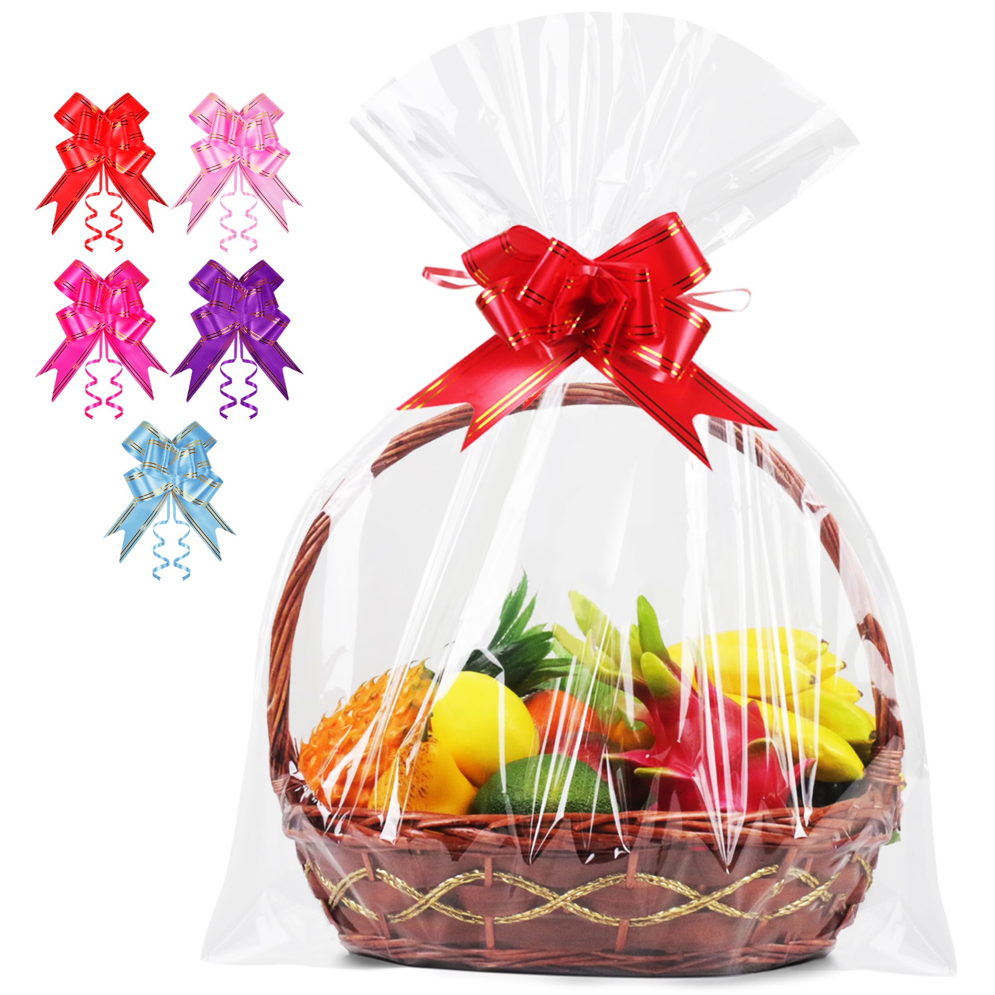 5 Stück Extra Groß Geschenkfolie Transparent Cellophantüten,