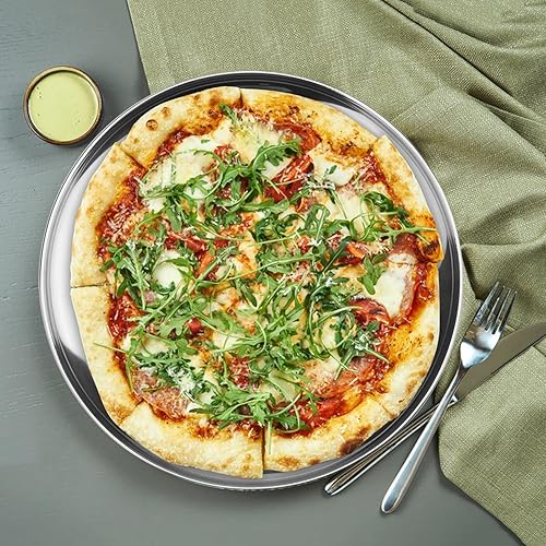 Miniatura 6 de 6 platos de acero inoxidable de 11.8 pulgadas, platos de comedor de metal circulares reutilizables, platos de metal para aperitivos, campamento,