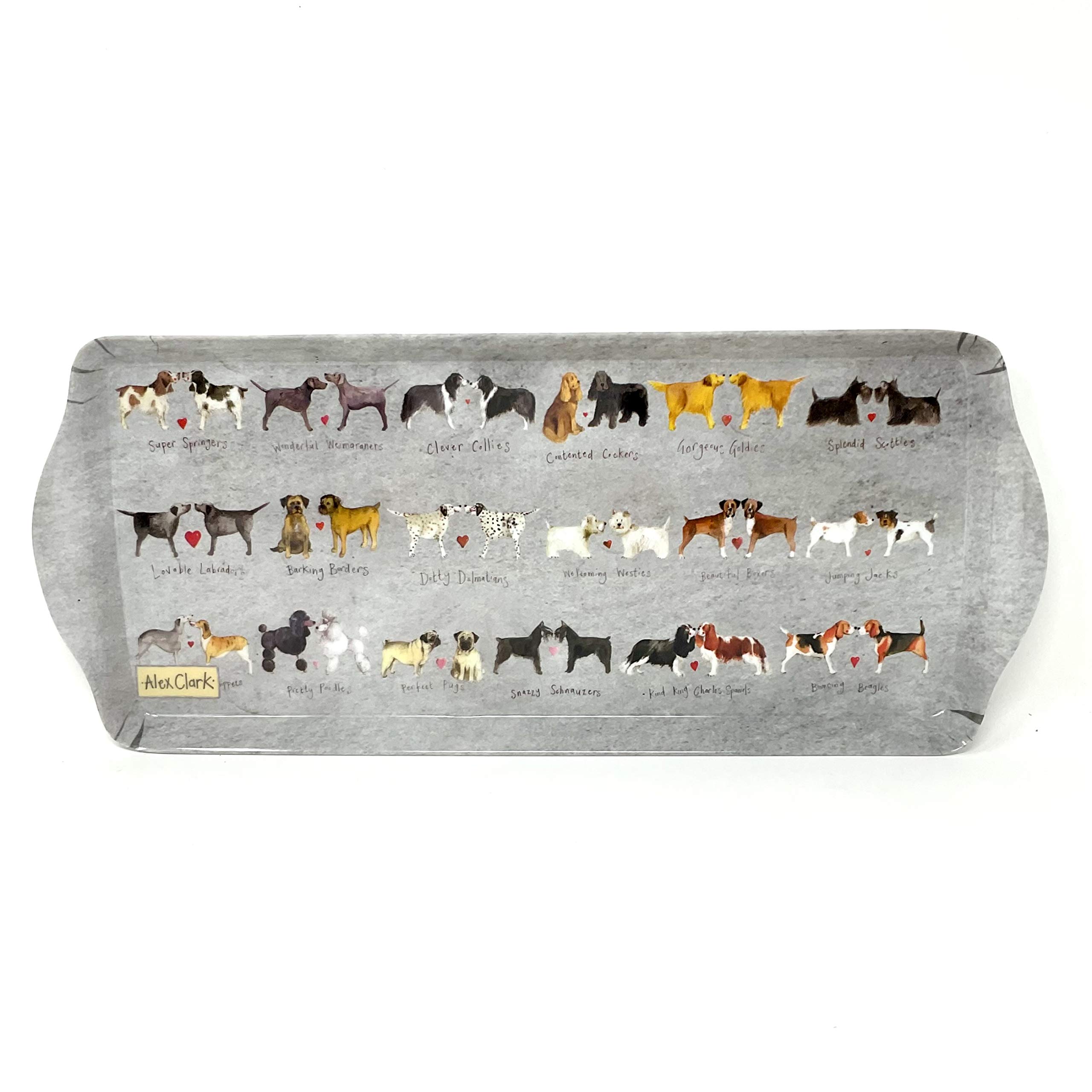 Alex Clark Art Grey Alex Clark Medium Melamine Dog Tray - Perfect For Snacks And Tea/Use Indoor And Garden/Animal Lovers/Gift/Tea Drinkers/Serving Food Tray