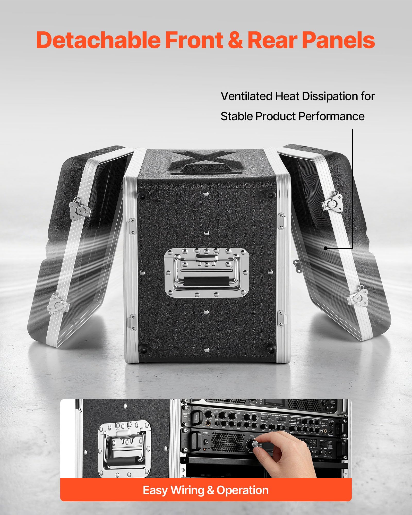 VEVOR Armadio Rack per Server 8U, Armadio Rack per Amplificatori Controller Profondità 310 mm in ABS, Chiusura a Vite Incassate Pannelli Anteriori Posteriori Rimovibili Profondità Interna 290 mm