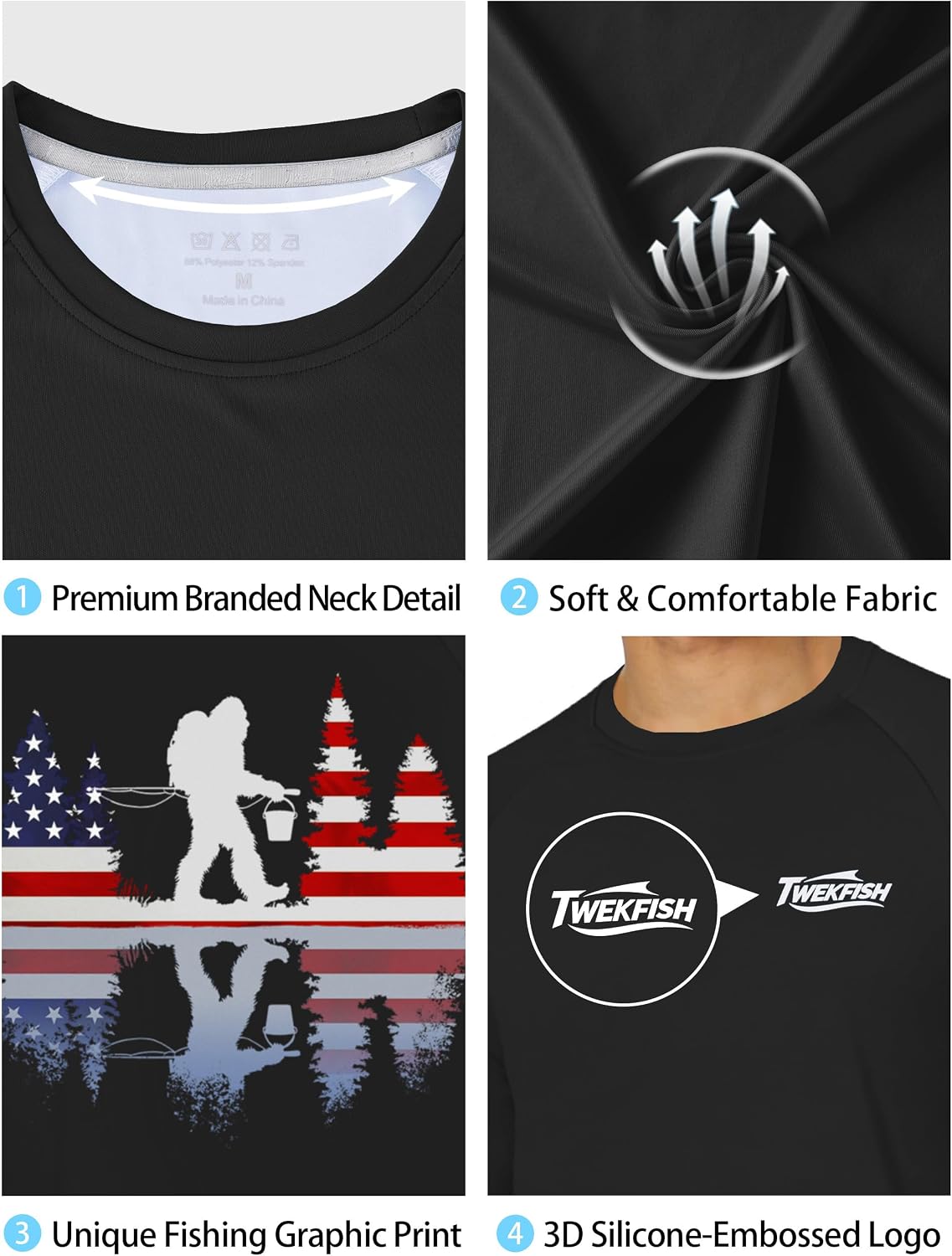 Men's UPF 50+ Sun Fishing Shirt, Long Sleeve UV Protection Tee, Quick Dry Rash Guard for Outdoor Swim Hiking