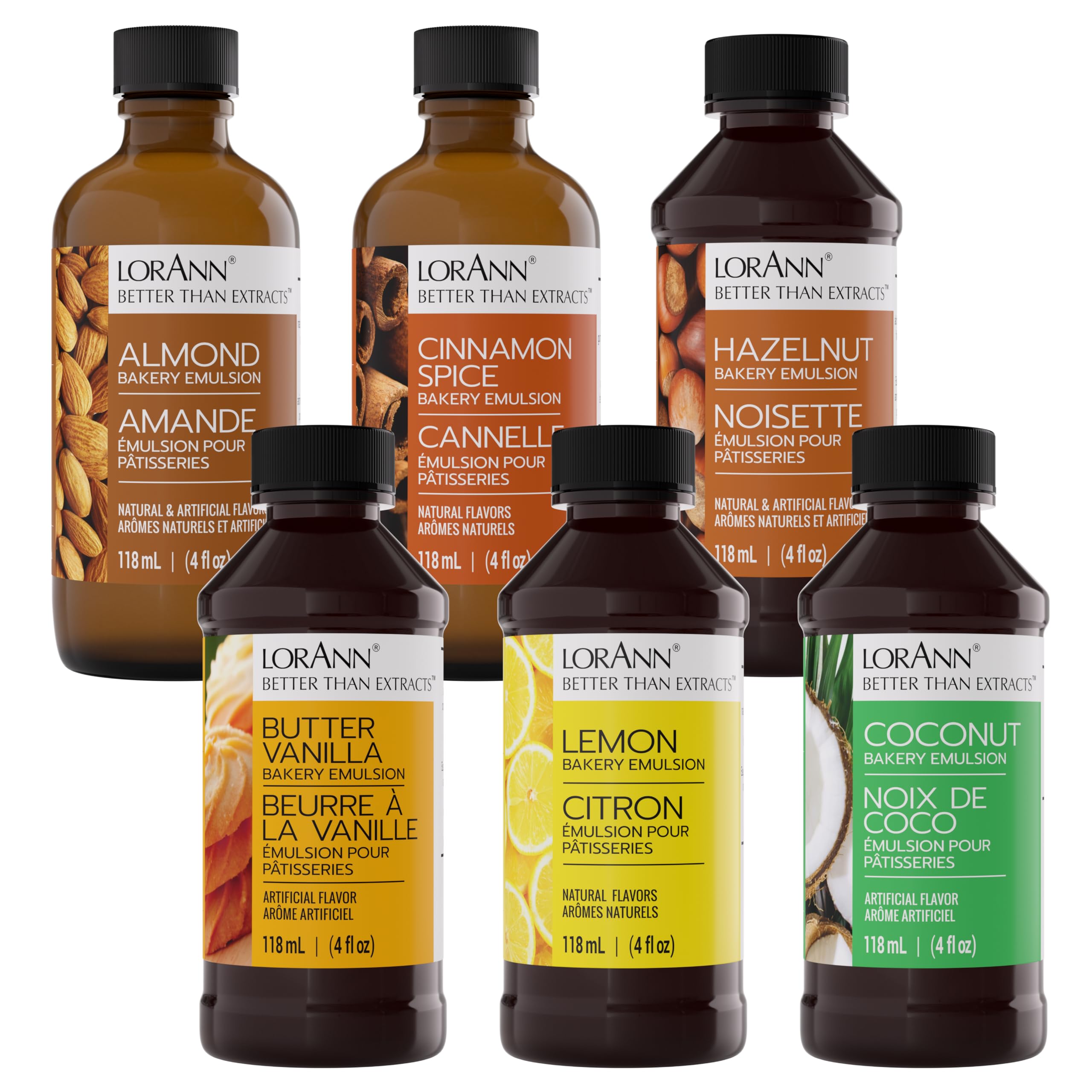 Lorann Oils Variety Bakery Emulsion: Multiple Flavors, Perfect for Enhancing Baking Variety in Cakes, Cookies & Desserts, Gluten-Free, Keto-Friendly, Baking Essential for Your Kitchen, 4oz per Bottle