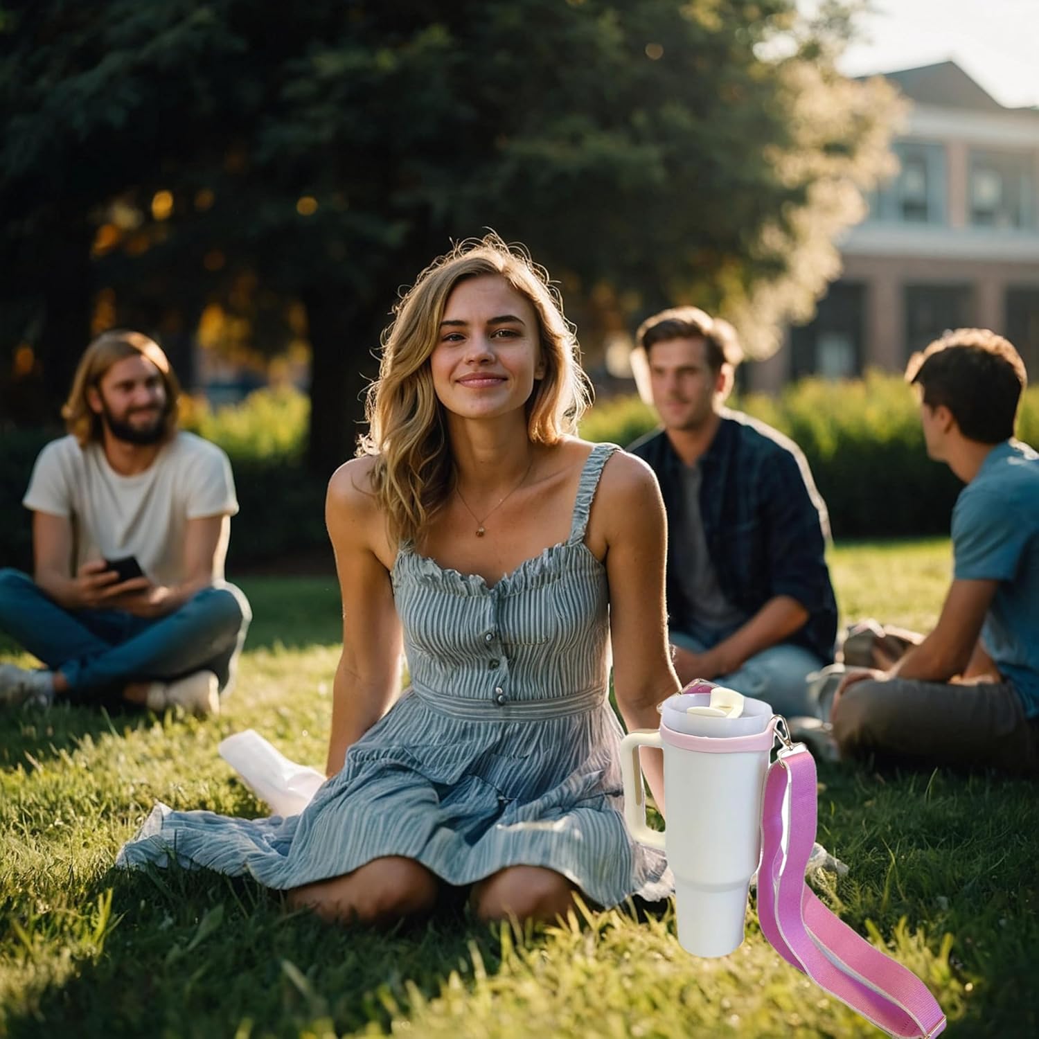 Removable Water Bottle Carrier Strap For Stanley Cup 40/30/20 oz Tumbler,Holder with Strap Accessories Lanyard Also for for Owala/Hydro Flask/Simple Modern/Yeti Insulated Water Bottle 16-46 Oz Pink - Image 2