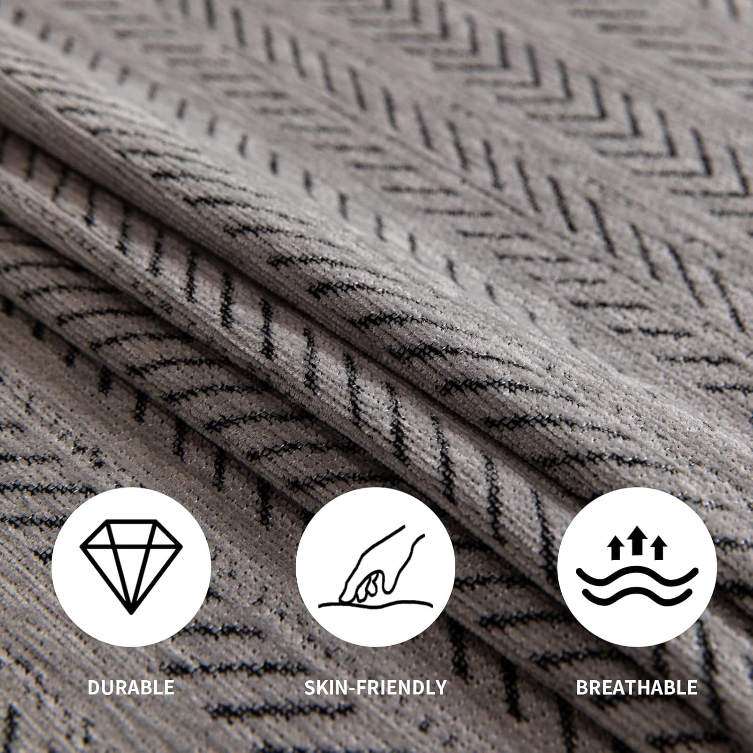 Grey Sofa Covers Sectional Couch Cover Slipcovers Furniture Protector for Pets Kids, Polyester Strip Couch Throw Blankets Tassels Edge for 3 Cushion Couch, 71"x134"