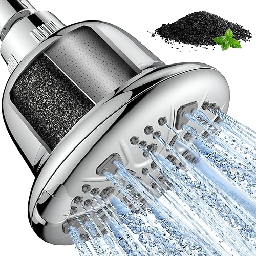 MakeFit Cabezal de ducha filtrado con filtro de carbón activado mejorado, cabezal de ducha de alta presión con suavizador de agua dura, 7 ajustes de